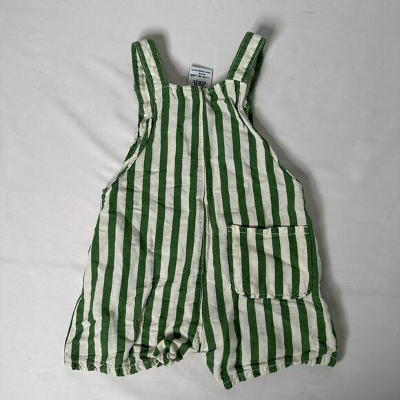 Zara Green Striped Shorts Overalls Sz 12-18 mo - Picture 7 of 7